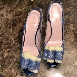 KATE  SPADE BLUE GRAY GLITTER HEELS NWOT